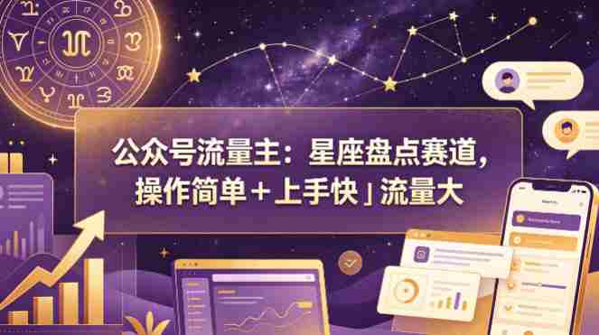公众号流量主:星座盘点赛道,操作简单+上手快+流量大-中薪网