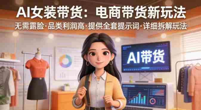 AI女装带货,电商带货新玩法,无需露脸,品类利润高,提供全套提示词,详细拆解玩法-中薪网