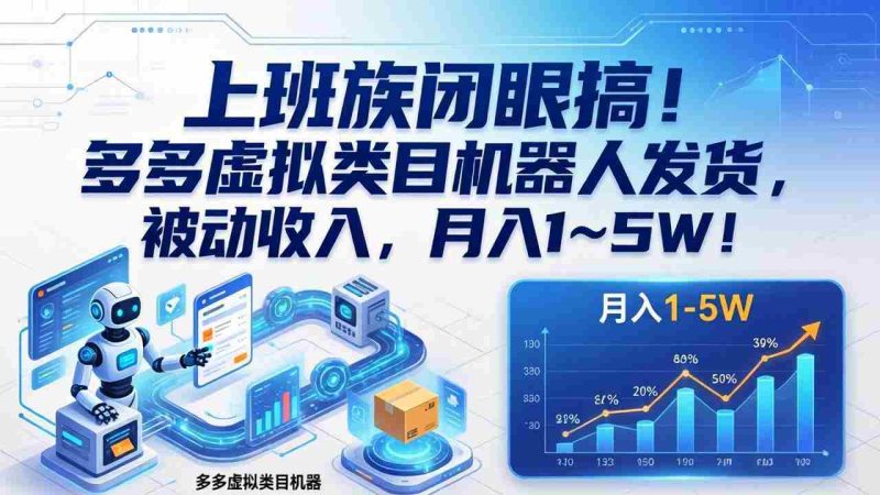 (17752期)上班族闭眼搞!多多虚拟类目机器人发货,被动收入,月入 1‑5W!-中薪网