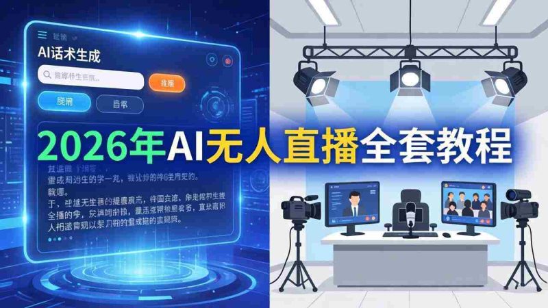 (17953期)2026年AI无人直播全套教程:OBS安装+软件配置+直播间搭建+话术生成+一键开播实操-中薪网
