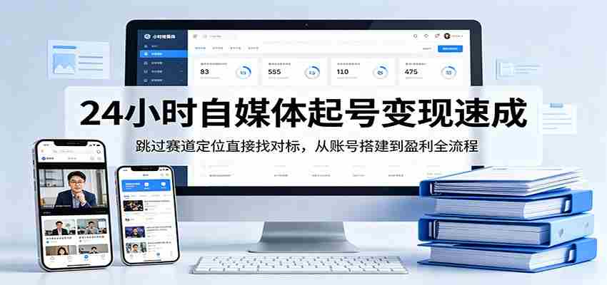 24小时自媒体起号变现速成，跳过赛道定位直接找对标，从账号搭建到盈利全流程-中薪网
