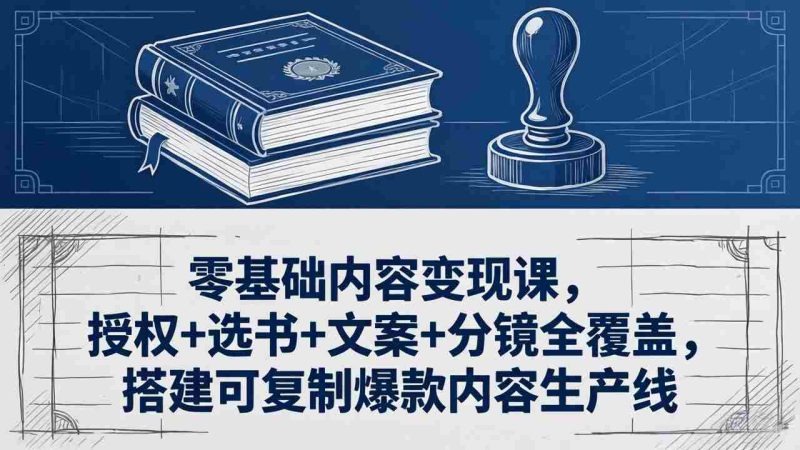 (18243期)零基础内容变现课,授权+选书+文案+分镜全覆盖,搭建可复制爆款内容生产线-中薪网
