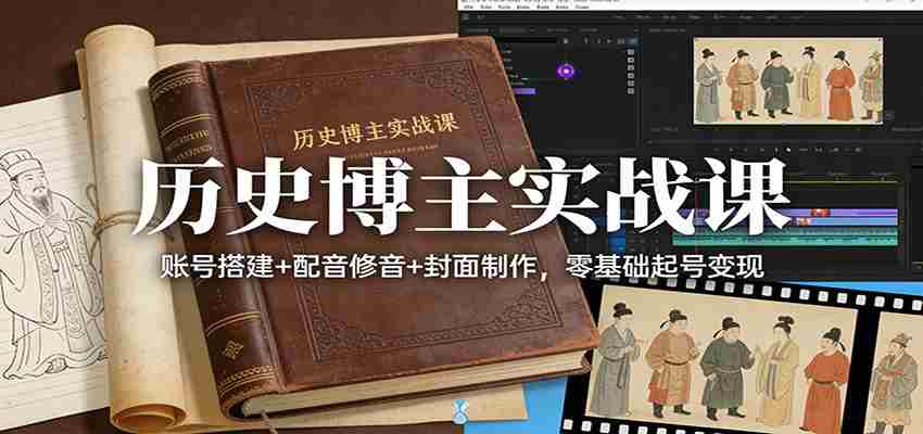 历史博主实战课：账号搭建+配音修音+封面制作，零基础起号变现-中薪网