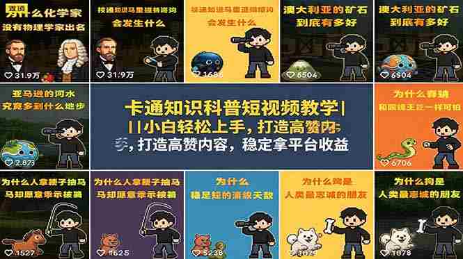 (18636期)卡通知识科普短视频教学|小白轻松上手,打造高赞内容,稳定拿平台收益-中薪网
