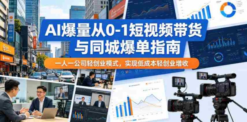AI爆量从0-1短视频带货与同城爆单指南,一人一公司轻创业模式,实现低成本轻创业增收-中薪网