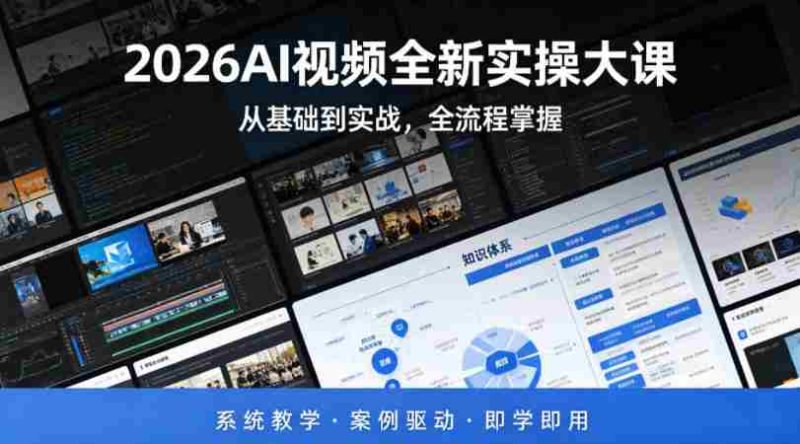 2026AI视频全新实操大课,从基础到实战,全流程掌握,系统教学·案例驱动·即学即用-中薪网