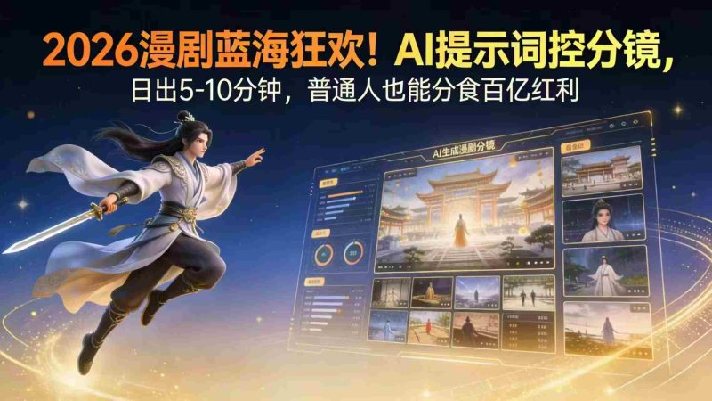 (17734期)2026漫剧红利实锤! AI 提示词控分镜, 普通人也能轻松月入过万-中薪网