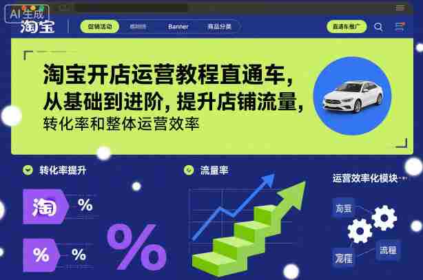 淘宝开店运营教程直通车,从基础到进阶,提升店铺流量,转化率和整体运营效率(更新26年05月27日)-中薪网