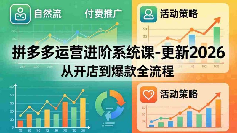 (18157期)拼多多运营进阶系统课-更新2026:从开店到爆款全流程,自然流+付费推广+活动策略-中薪网