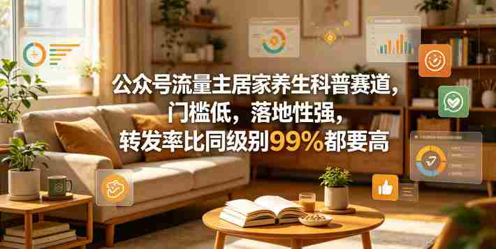公众号流量主居家养生科普赛道，门槛低，落地性强，转发率比同级别99％都要高-中薪网
