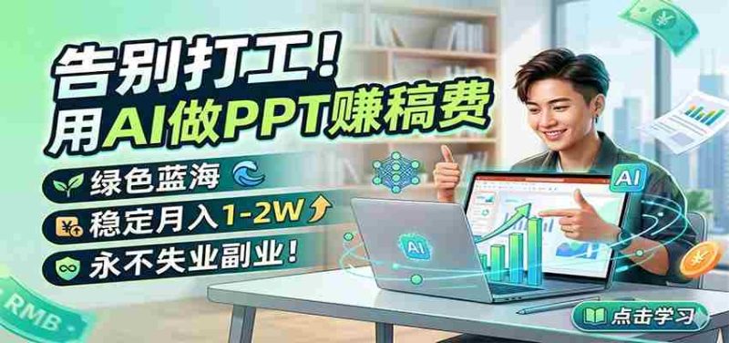 告别打工！用AI做PPT赚稿费，绿色蓝海，稳定月入1-2W，永不失业副业！-中薪网