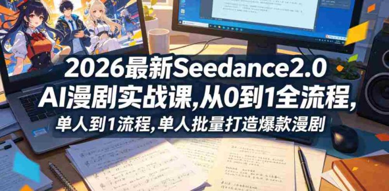 2026最新Seedance2.0 AI漫剧实战课,,从0到1全流程,单人批量打造爆款漫剧-中薪网