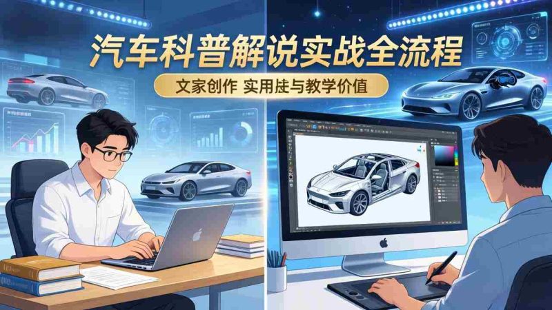 (17665期)抖音汽车科普解说实战:文案+动画+画面处理+去水印全流程,打造专业汽车科普视频-中薪网