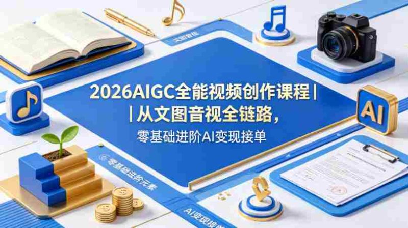 2026AIGC全能视频创作课程|从文图音视全链路,零基础进阶AI变现接单-中薪网