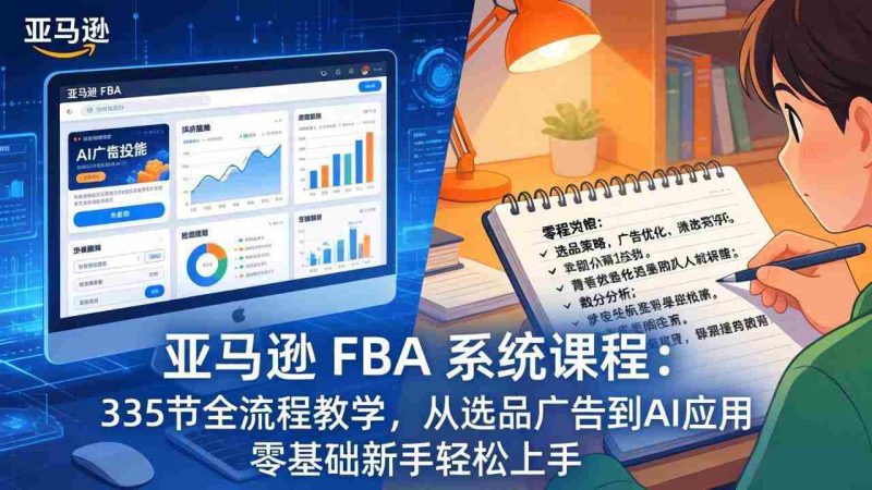 (17744期)亚马逊 FBA 系统课程(更新26年3月)335节全流程教学,从选品广告到AI应用,零基础新手轻松上手-中薪网