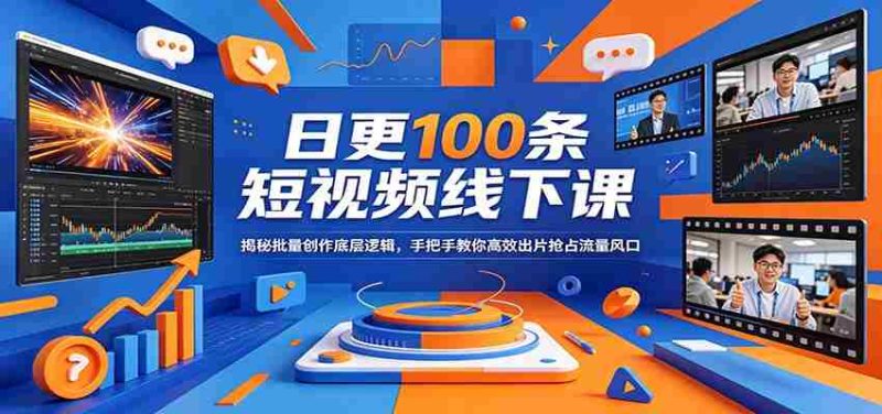 日更100条短视频线下课：揭秘批量创作底层逻辑，手把手教你高效出片抢占流量风口-中薪网