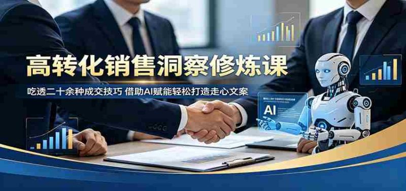 高转化销售洞察修炼课:吃透二十余种成交技巧,借助AI赋能轻松打造走心文案-中薪网