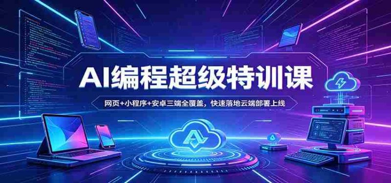 AI编程超级特训课:网页+小程序+安卓三端全覆盖,快速落地云端部署上线-中薪网