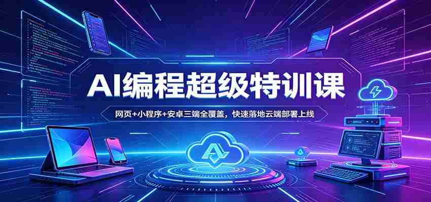 AI编程超级特训课：网页+小程序+安卓三端全覆盖，快速落地云端部署上线-中薪网