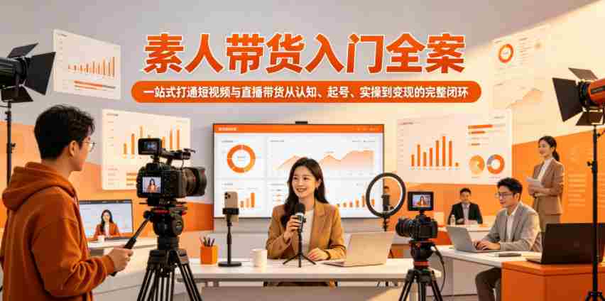 素人带货入门全案,一站式打通短视频与直播带货从认知、起号、实操到变现的完整闭环