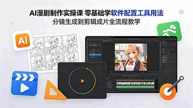 (18605期)AI漫剧制作实操课 零基础学软件配置工具用法 分镜生成到剪辑成片全流程教学-中薪网