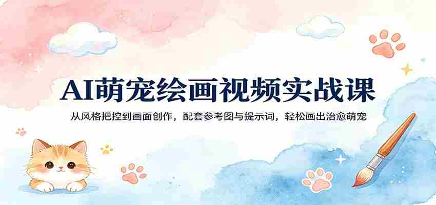 AI萌宠绘画视频实战课：从风格把控到画面创作，配套参考图与提示词，轻松画出治愈萌宠-中薪网