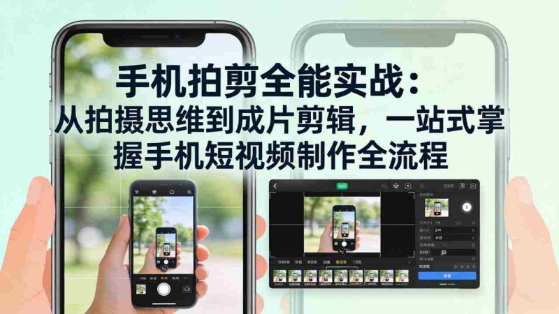 (17713期)手机拍剪全能实战:从拍摄思维到成片剪辑,一站式掌握手机短视频制作全流程-中薪网