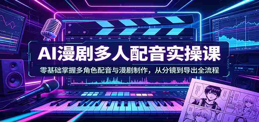 AI漫剧多人配音实操课：零基础掌握多角色配音与漫剧制作，从分镜到导出全流程-中薪网