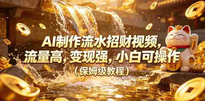 AI制作流水招财视频,流量高,变现强,小白可操作(保姆级教程)-中薪网