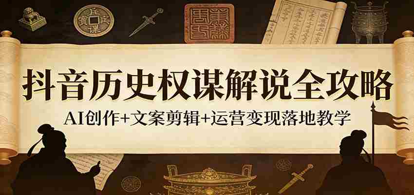 抖音历史权谋解说全攻略：AI创作+文案剪辑+运营变现落地教学-中薪网