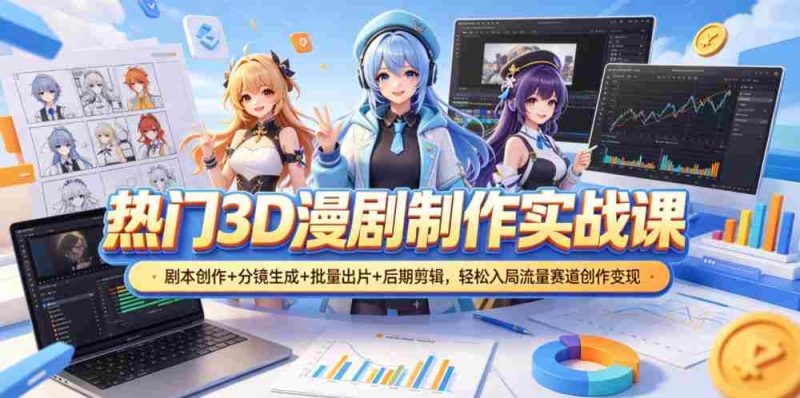 热门3D漫剧制作实战课，剧本创作+分镜生成+批量出片+后期剪辑，轻松入局流量赛道创作变现-中薪网