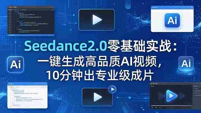 (18323期)Seedance2.0零基础实战:一键生成高品质AI视频,10分钟出专业级成片-中薪网