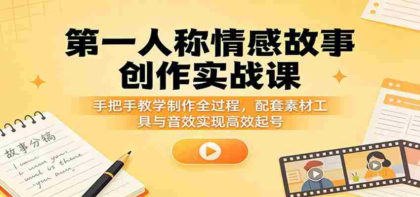 第一人称情感故事创作实战课：手把手教学制作全过程，配套素材工具与音效实现高效起号-中薪网