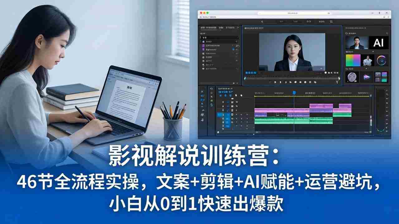 （18053期）影视解说特训营：46节全流程实操，文案+剪辑+AI赋能+运营避坑，小白从0到1快速出爆款-中薪网