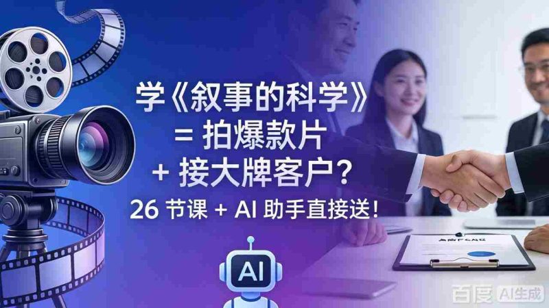 (18302期)学《叙事的科学》= 拍爆款片 + 接大牌客户?26 节课 + AI 助手直接送!-中薪网
