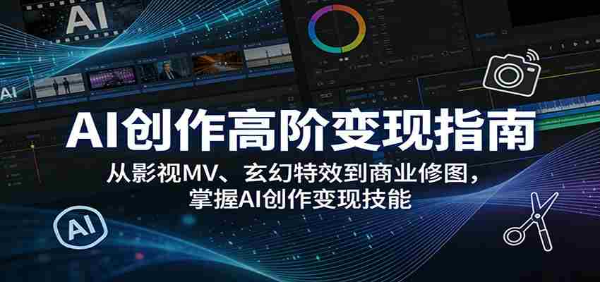 AI创作高阶变现指南：从影视MV、玄幻特效到商业修图，掌握AI创作变现技能-中薪网