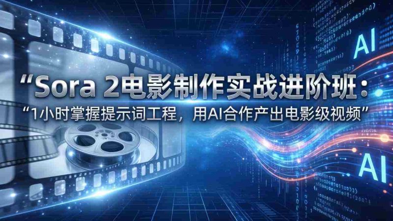 (17679期)Sora 2电影制作实战进阶班:1小时掌握提示词工程,用AI合作产出电影级视频-中薪网