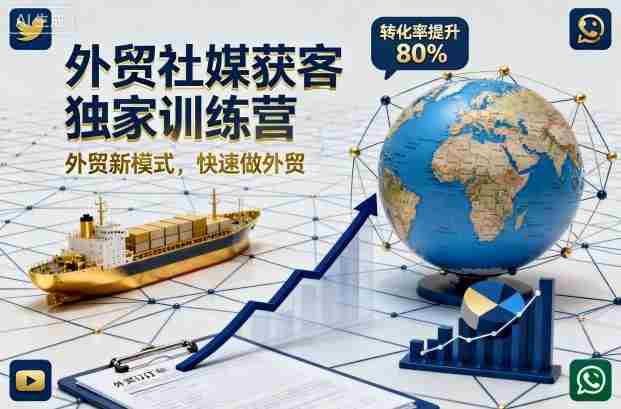 外贸社媒获客独家训练营，外贸新模式，快速做外贸（更新26年5月）-中薪网