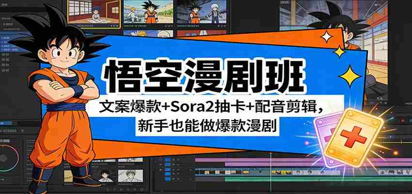 悟空漫剧班：文案爆款+Sora2抽卡+配音剪辑，新手也能做爆款漫剧-中薪网