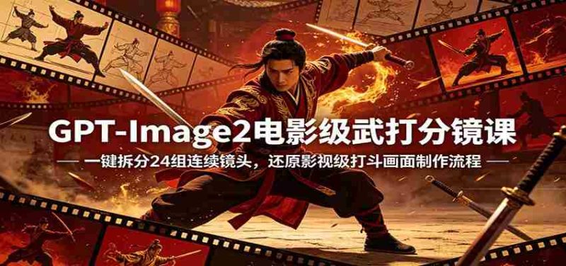 GPT-Image2电影级武打分镜课：一键拆分24组连续镜头，还原影视级打斗画面制作流程-中薪网