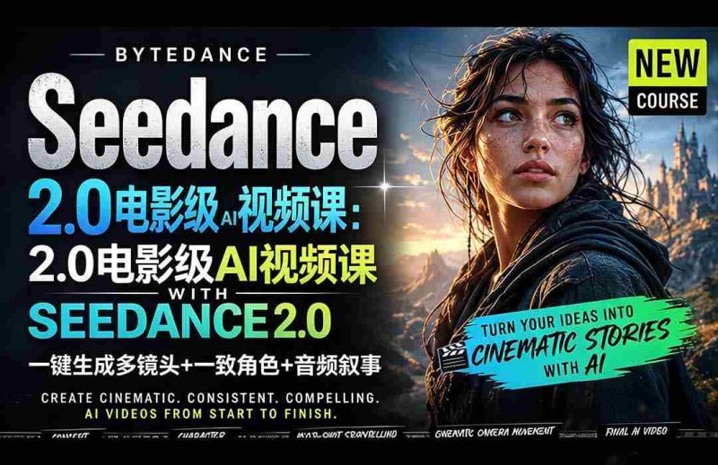 (18415期)Seedance 2.0电影级AI视频课:一键生成多镜头+一致角色+音频叙事-中薪网