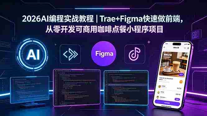 (18627期)2026AI编程实战教程|Trae+Figma快速做前端,从零开发可商用咖啡点餐小程序项目-中薪网