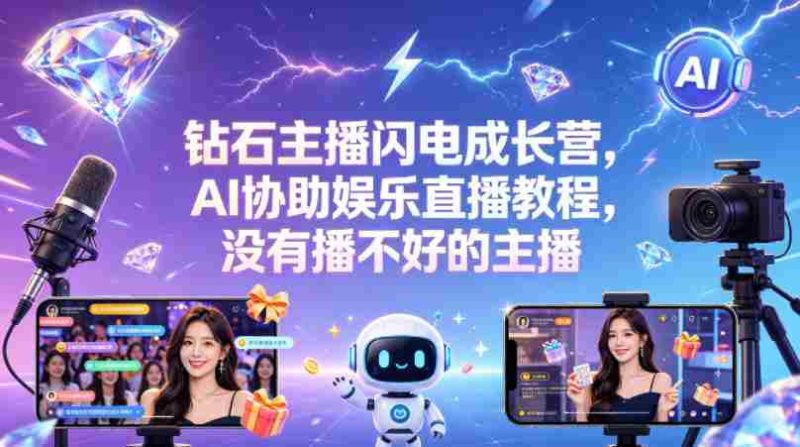 钻石主播闪电成长营,Al协助娱乐直播教程,没有播不好的主播-中薪网