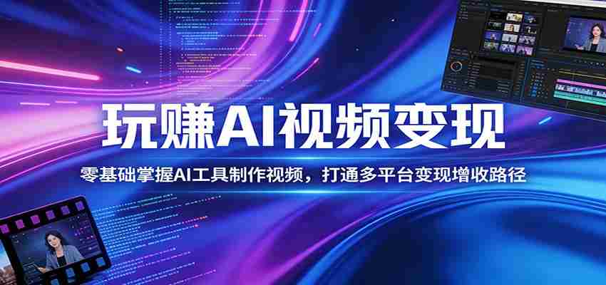 玩赚AI视频变现，零基础掌握AI具制作视频，打通多平台变现增收路径-中薪网