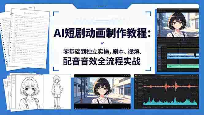 （18351期）AI短剧动画制作教程：零基础到独立实操，剧本、视频、配音音效全流程实战-中薪网