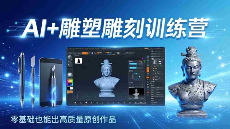 (17651期)AI+雕塑雕刻训练营:从AI创作、大模型训练到3D雕刻 + 渲染,零基础也能出高质量原创作品-中薪网