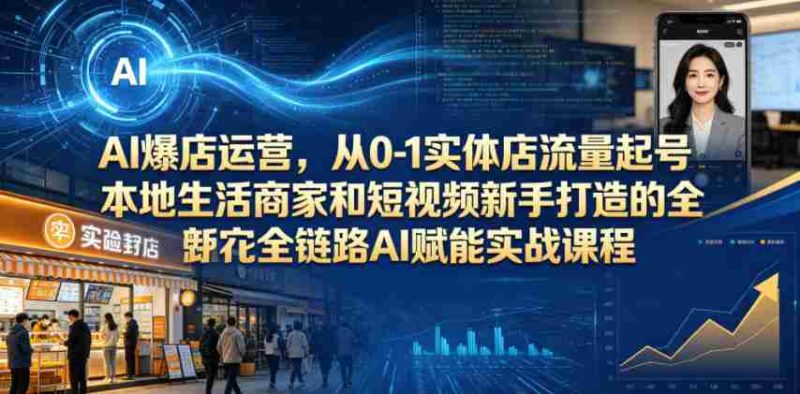 AI爆店运营,从0-1实体店流量起号,本地生活商家和短视频新手打造的全链路AI赋能实战课程-中薪网