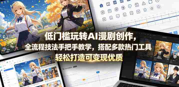 低门槛玩转AI漫剧创作,全流程技法手把手教学,搭配多款热门工具,轻松打造可变现优质作品-中薪网