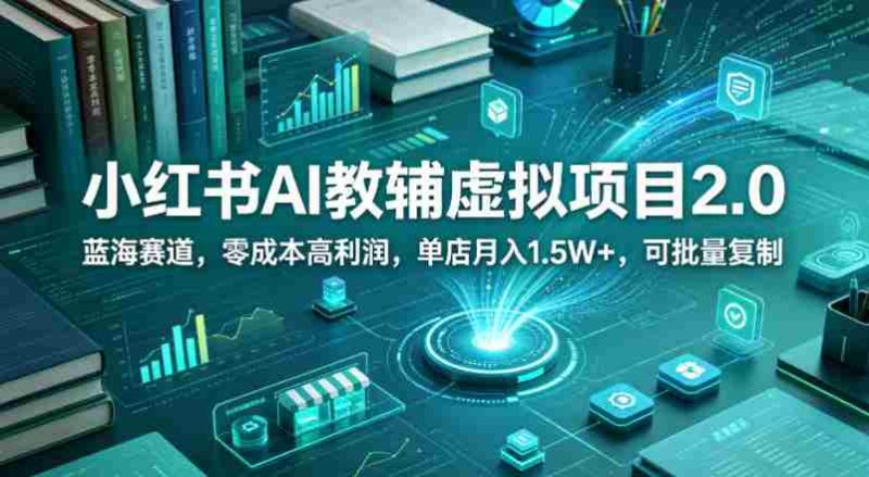 小红书AI教辅虚拟项目2.0,蓝海赛道,零成本高利润,单店月入1.5W+,可批量复制-中薪网