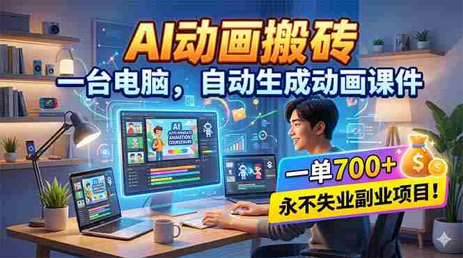 (18239期)AI动画搬砖,一台电脑,自动生成动画课件,一单800+ 永不失业副业项目!-中薪网